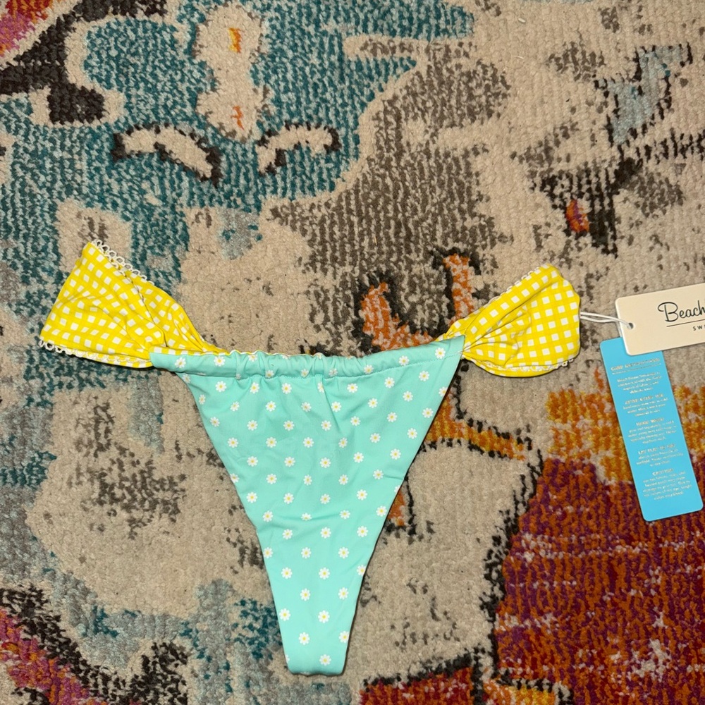 Beach Bunny Blue daisy and yellow gingham Bikini Bottom